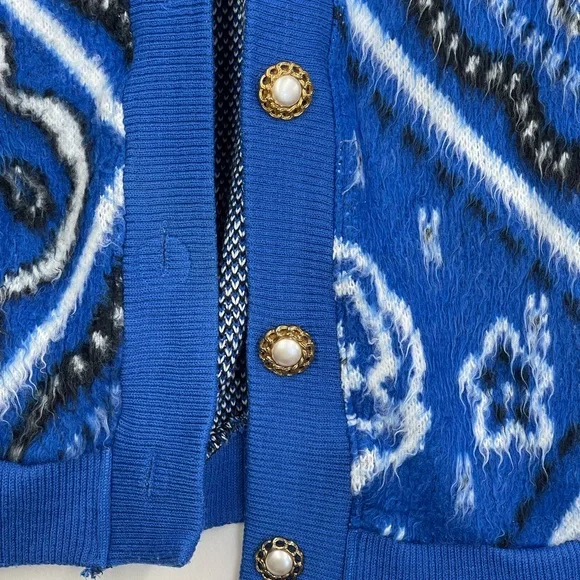 Blue Patterned Women's Cardigan - Picture 5 of 12